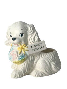 Cocker Spaniel Ceramic Planter Rubens Originals 1960s Vintage "A Speedy Recovery